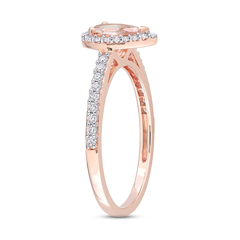 Morganite & Diamond Engagement Ring 1/4 ct tw Pear & Round-cut Rose Gold Plated