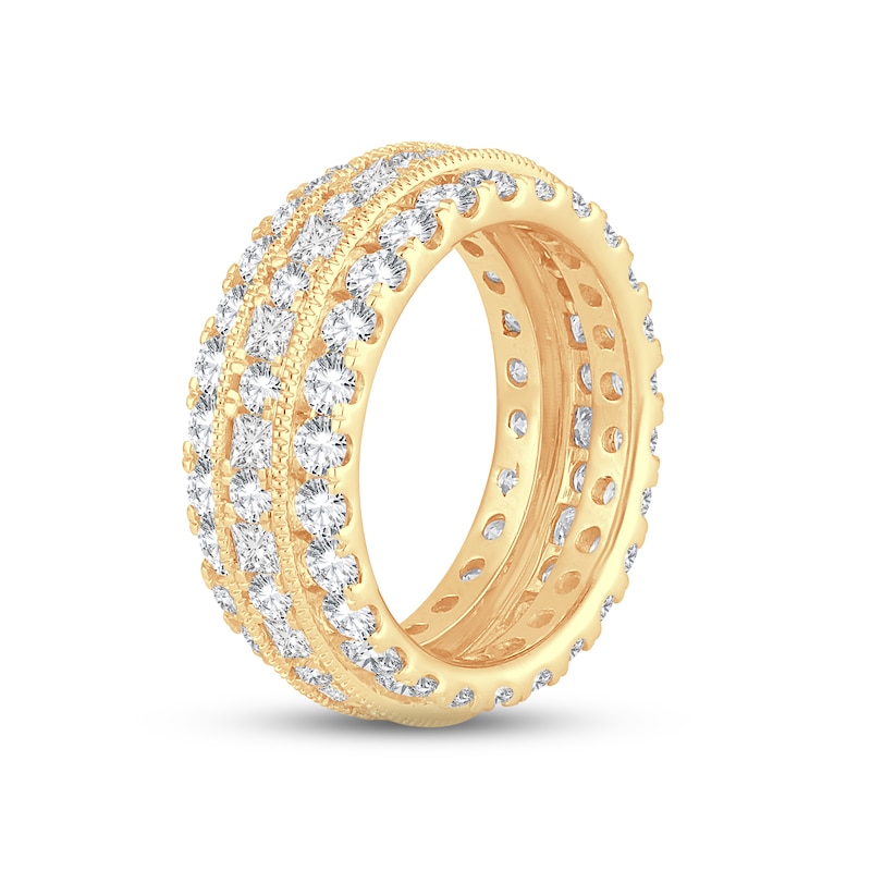 Diamond Eternity Anniversary Ring 4 ct tw Round & Princess-cut Yellow Gold Plated
