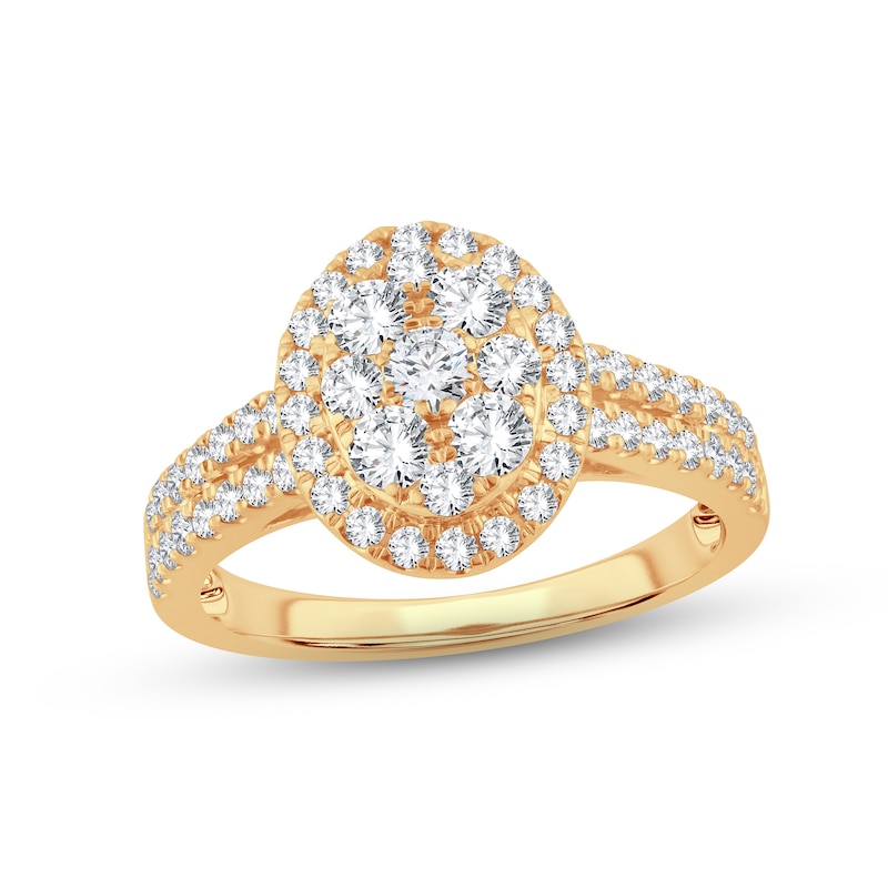 Multi-Diamond Engagement Ring 2 ct tw Round-cut Yellow Gold Plated
