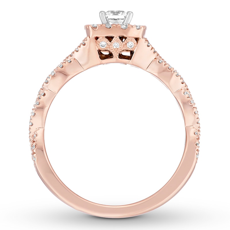 Neil Lane Engagement Ring 5/8 ct tw Princess-cut Rose Gold Plated