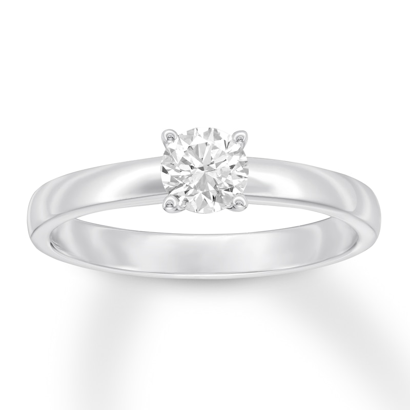 Certified Diamond Solitaire 1/2 Carat Round-cut White Gold Plated