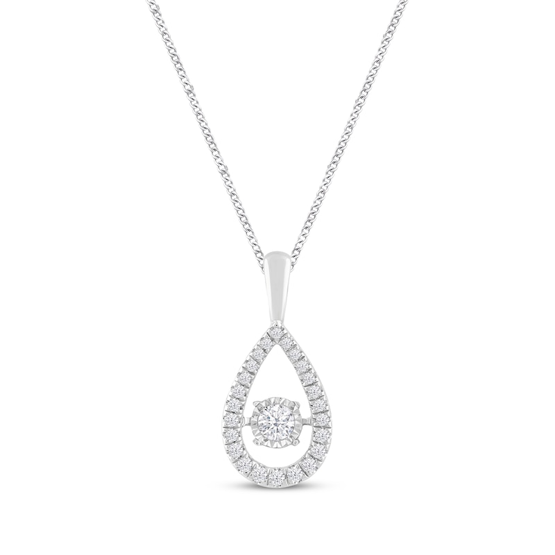 Unstoppable Love Diamond Pear Necklace 1/2 ct tw Round-cut White Gold Plated 19