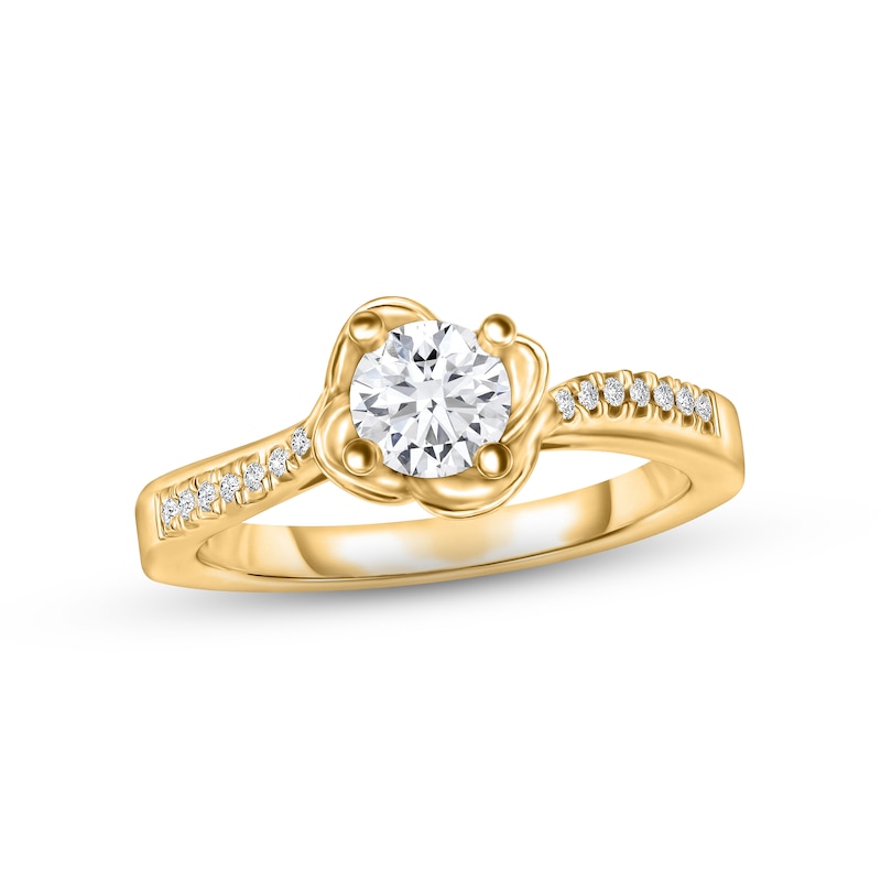 Diamond Engagement Ring 1/2 ct tw Round-cut Yellow Gold Plated