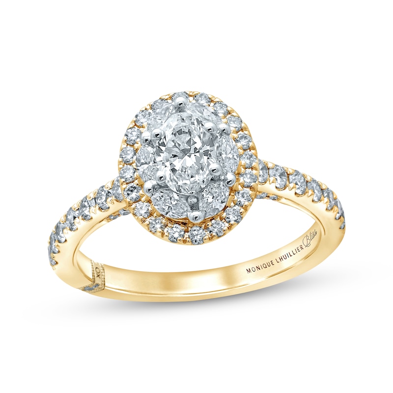 Monique Lhuillier Bliss Diamond Engagement Ring 1-1/4 ct tw Oval, Marquise & Round-cut Two-Tone Gold Plated