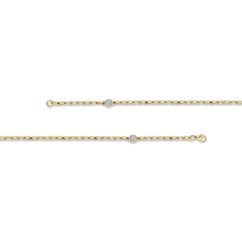 Diamond Station Paperclip Chain Necklace 5/8 ct tw Yellow Gold Plated 36"
