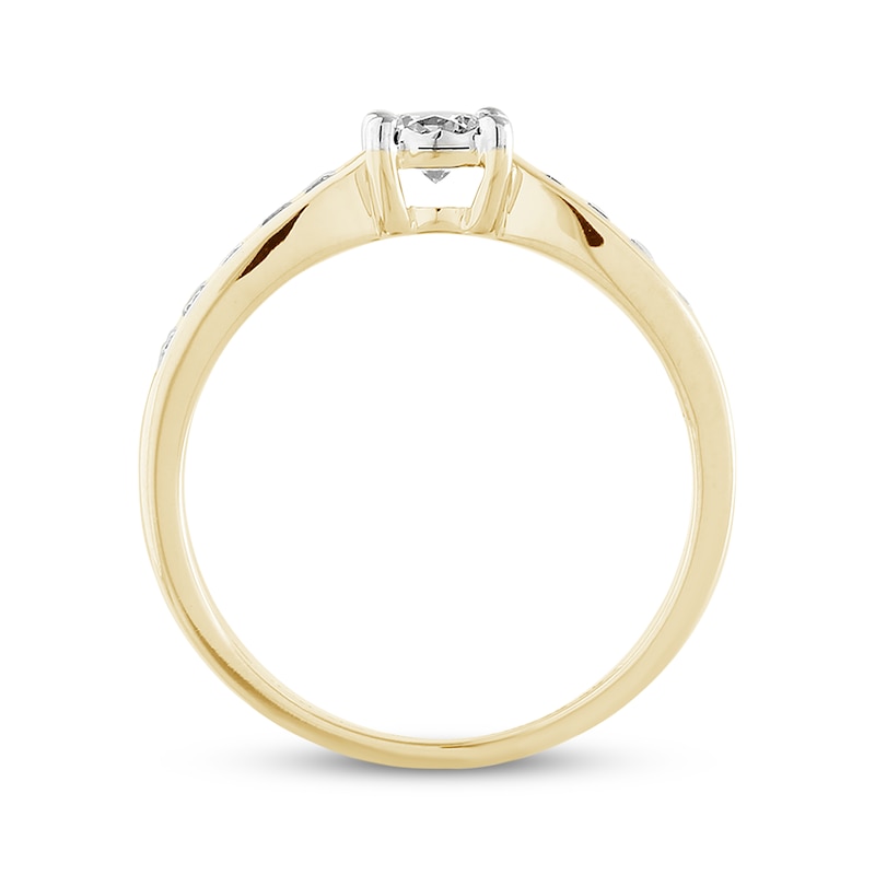 Round-Cut Diamond Pinched Shank Promise Ring 3/8 ct tw Yellow Gold Plated