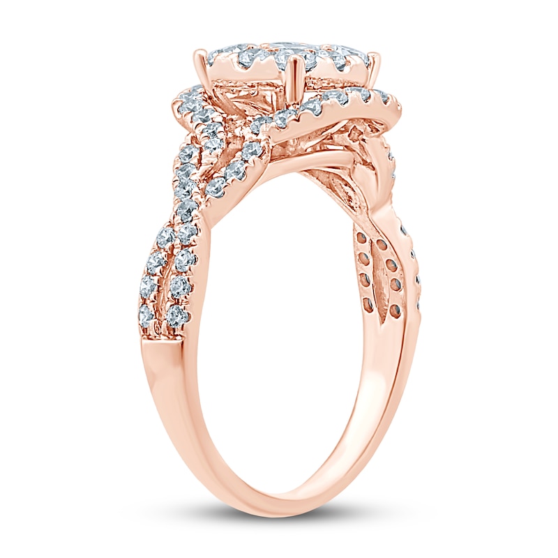 Diamond Engagement Ring 7/8 ct tw Round-cut Rose Gold Plated