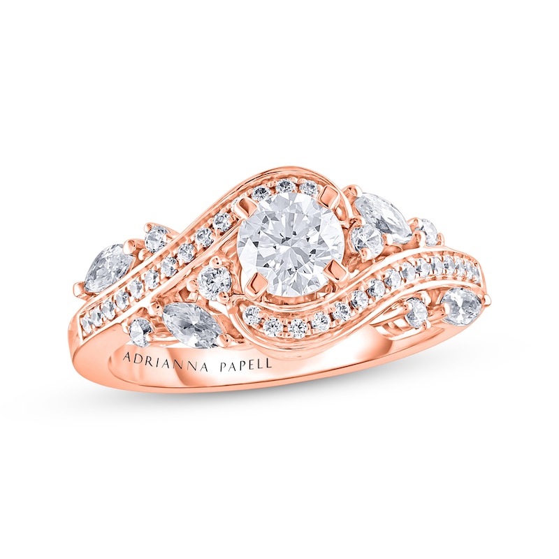 Adrianna Papell Diamond Engagement Ring 1 ct tw Round & Marquise-cut Rose Gold Plated