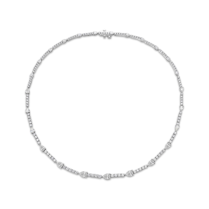 Pear-Shaped & Round-Cut Diamond Station Necklace 12 ct tw White Gold Plated 18"