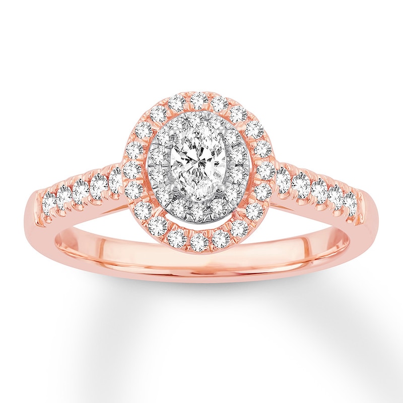 Oval Diamond Engagement Ring 1/2 ct tw Rose Gold Plated