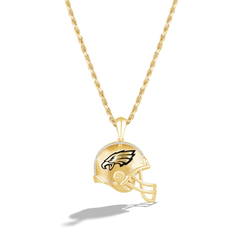 True Fans Philadelphia Eagles 1/20 CT. T.W. Diamond Helmet Necklace in Yellow Gold Plated