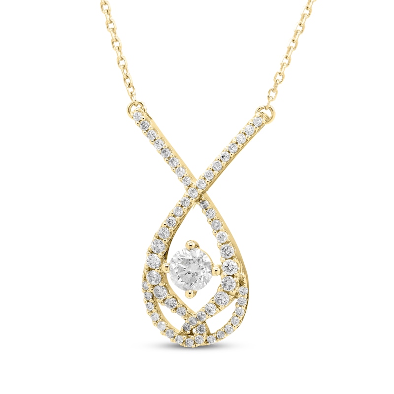 Love Entwined Round-Cut Diamond Necklace 1/2 ct tw Yellow Gold Plated 18”