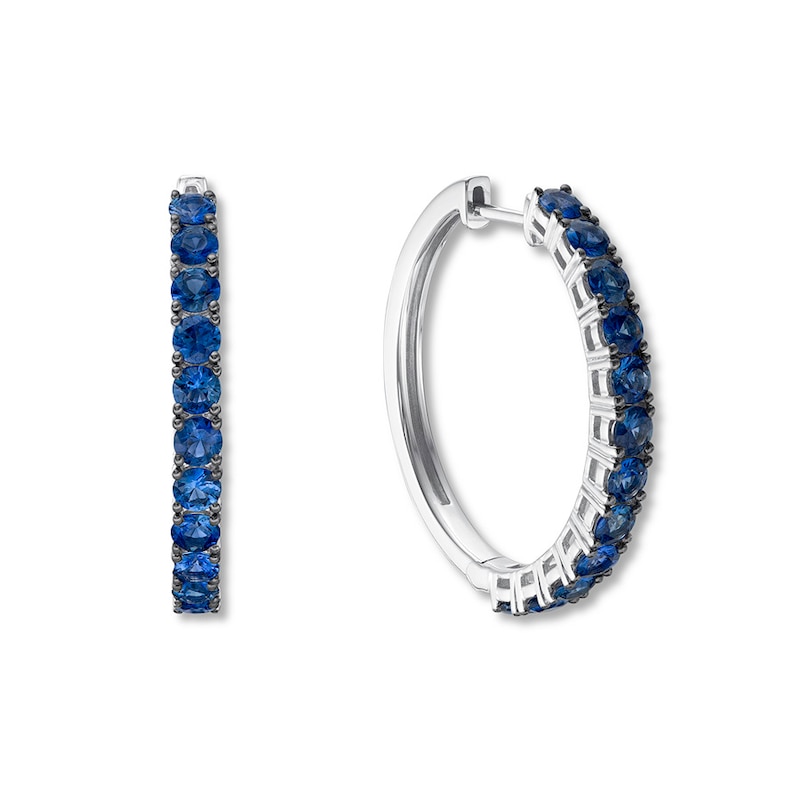 Le Vian Blueberry Sapphire Hoop Earrings Vanilla Gold Plated