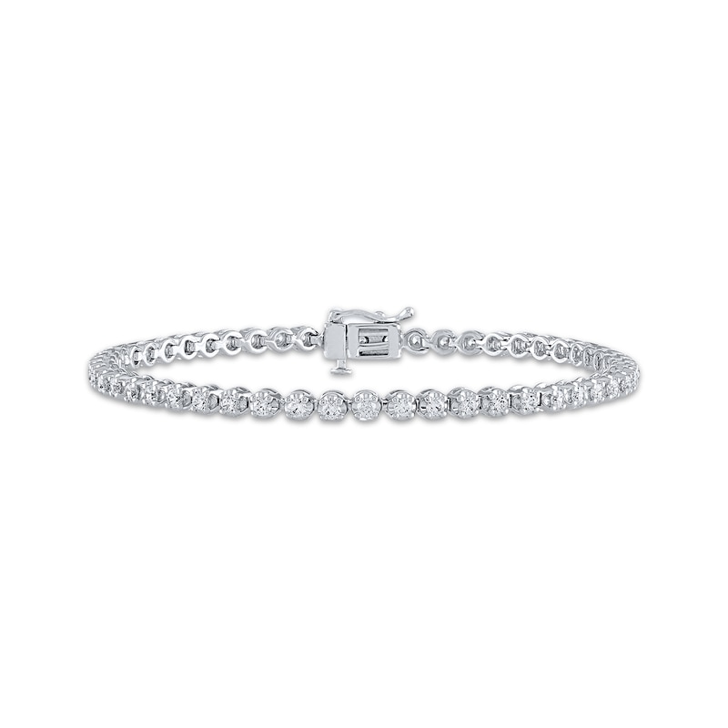 Diamond Tennis Bracelet 2 ct tw Round-Cut White Gold Plated 7"