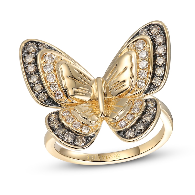 Le Vian Diamond Butterfly Ring 5/8 ct tw Honey Gold Plated