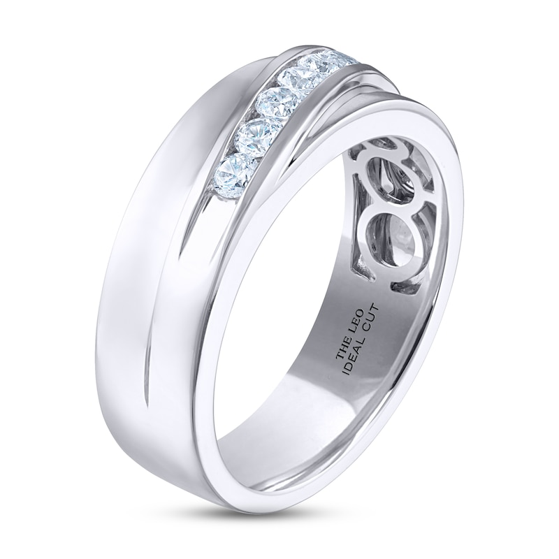 Men's THE LEO Ideal Cut Diamond Wedding Band 1/2 ct tw White Gold Plated