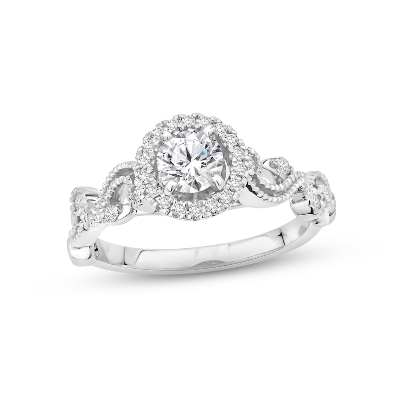 Diamond Engagement Ring 5/8 ct tw Round-cut White Gold Plated