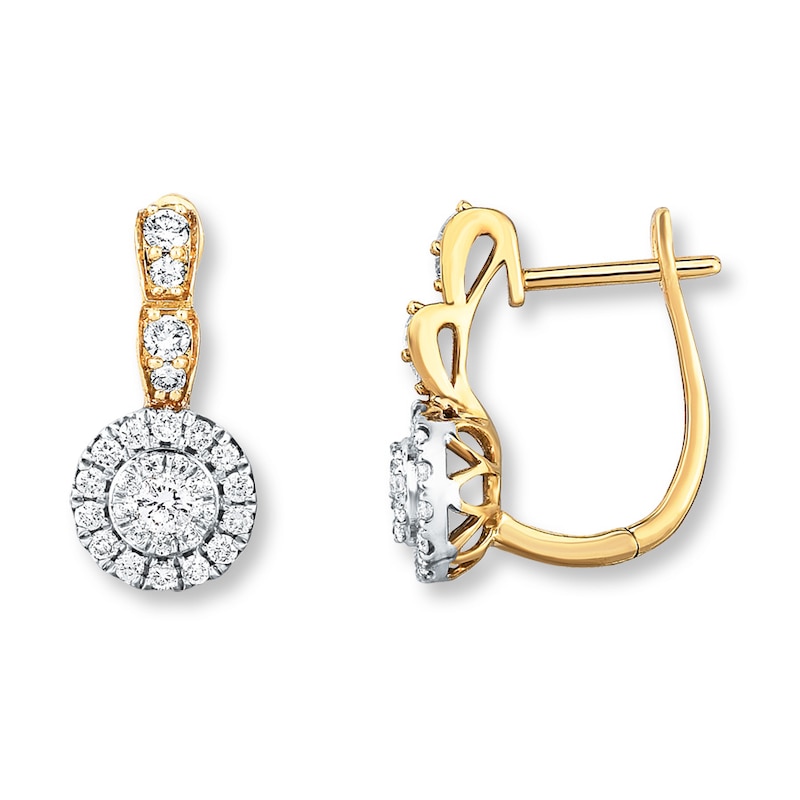 Diamond Earrings 5/8 ct tw Round-cut Two-Tone Gold Plated