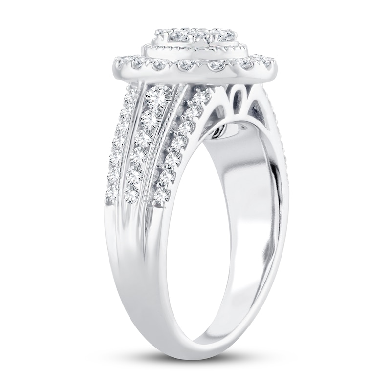 Multi-Stone Diamond Engagement Ring 1 ct tw Round-cut White Gold Plated
