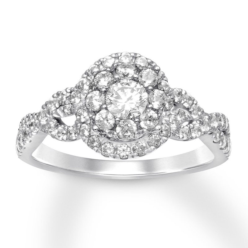 Diamond Engagement Ring 1 ct tw Round-cut White Gold Plated