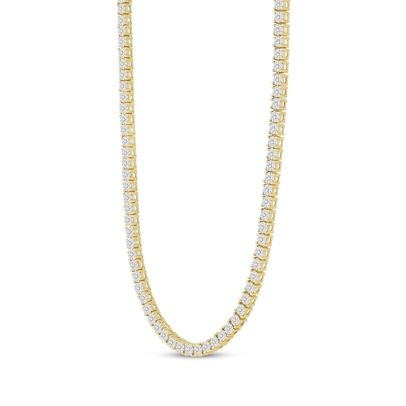 Men's Diamond Tennis Necklace 3-1/4 ct tw Yellow Gold Plated 22"