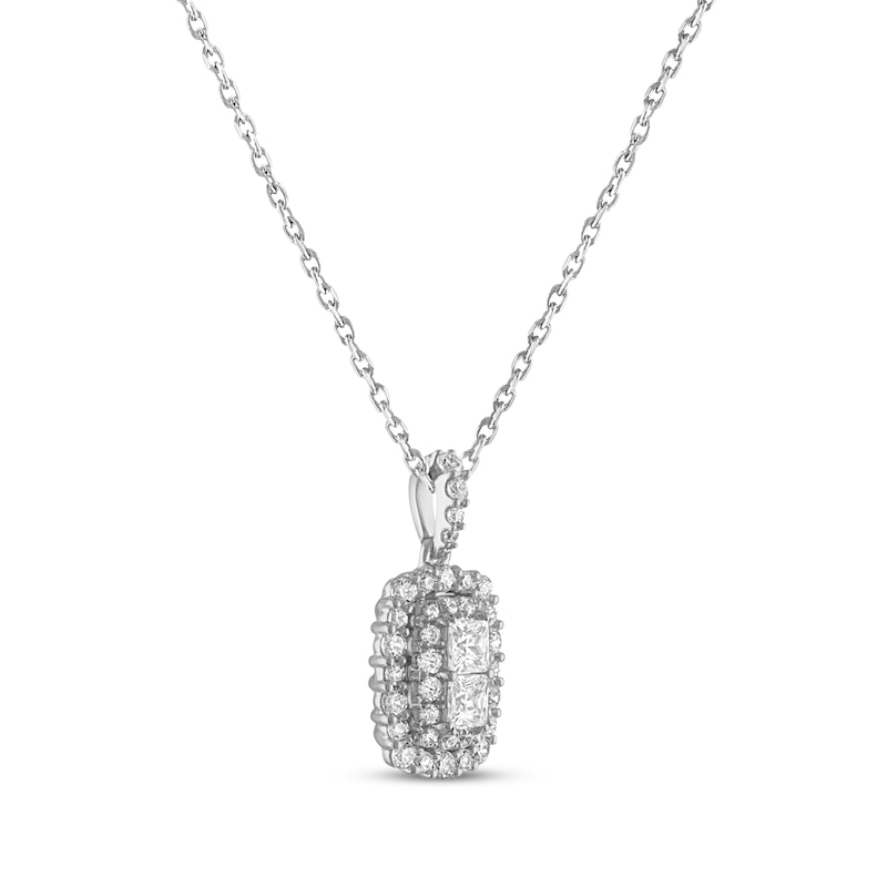 Forever Connected Diamond Necklace 1/2 ct tw Princess & Round-cut White Gold Plated 18"