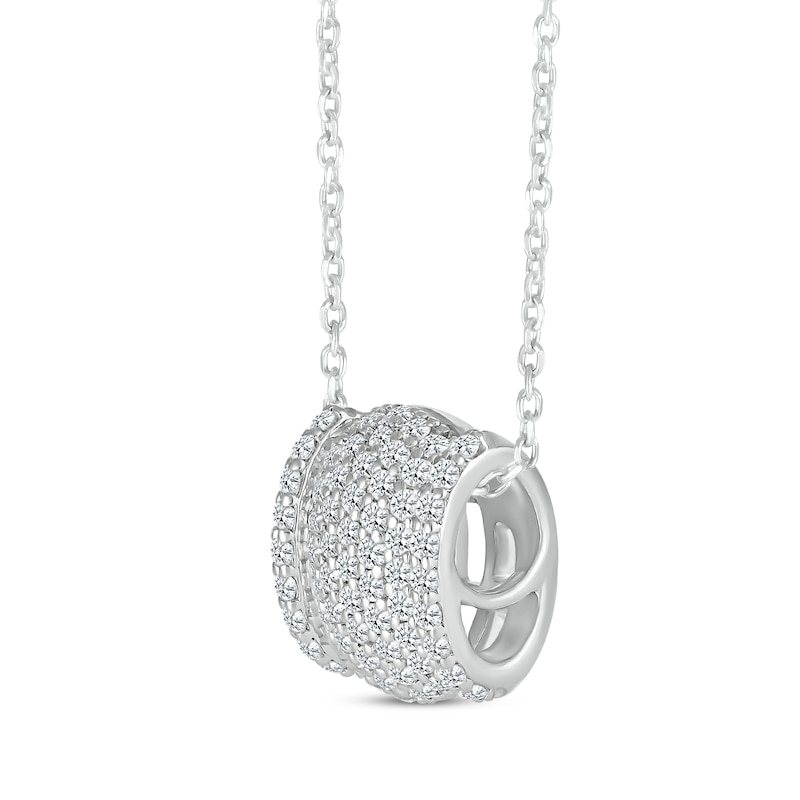 Round-Cut Diamond Seven-Row Domed Barrel Necklace 1/2 ct tw White Gold Plated 18”