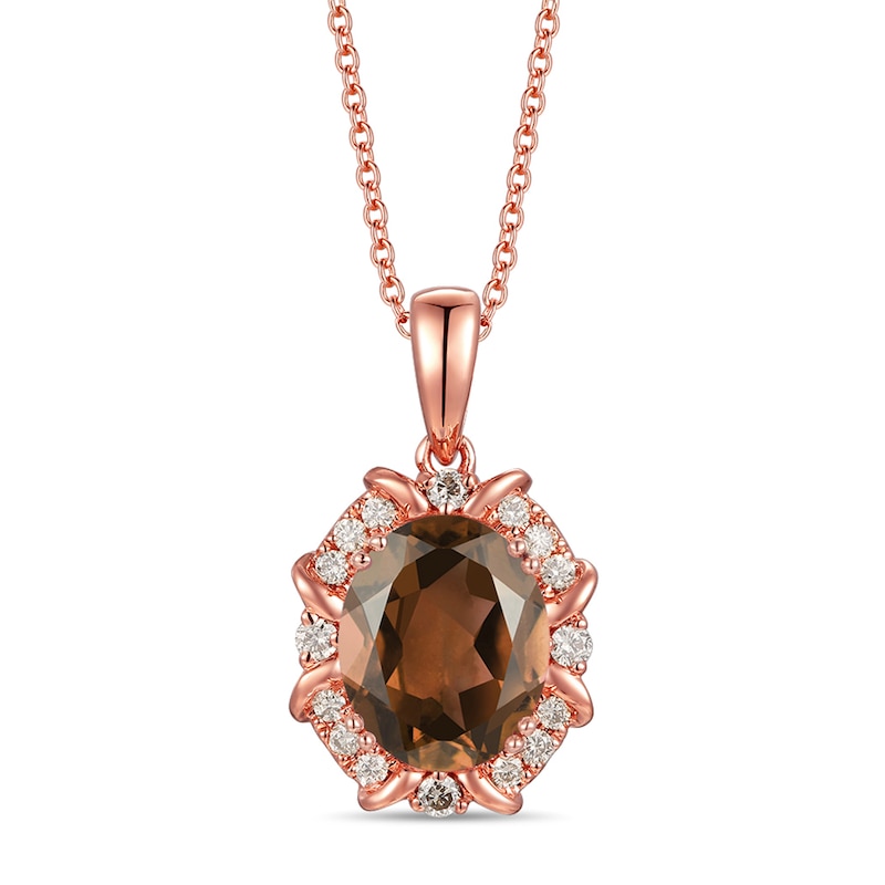 Le Vian Quartz Necklace 1/8 ct tw Diamonds Strawberry Gold Plated 18"