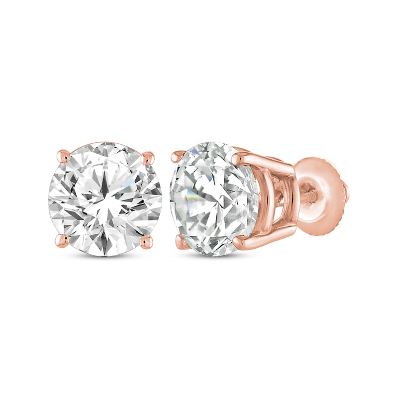Round-Cut Diamond Solitaire Stud Earrings 2 ct tw Rose Gold Plated