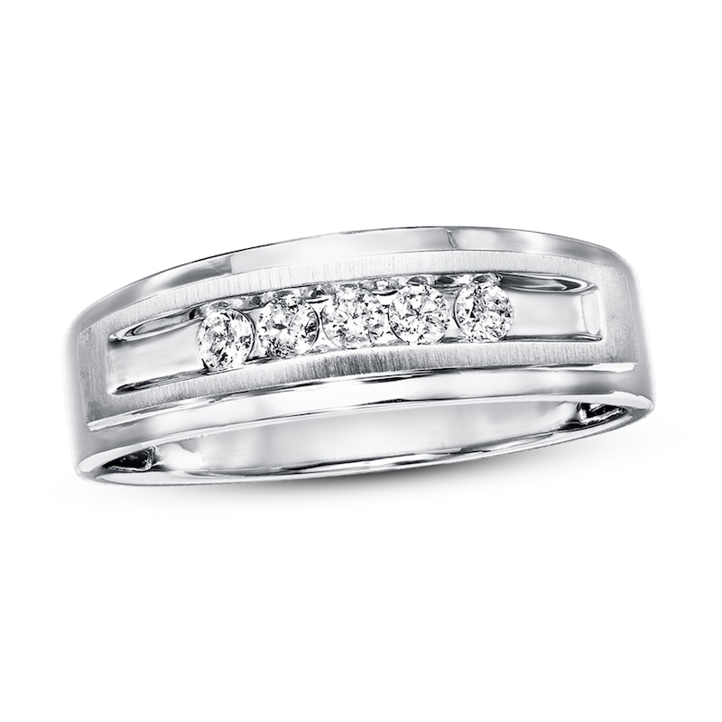 Men's Diamond Wedding Band 1/4 ct tw Round-cut White Gold Plated