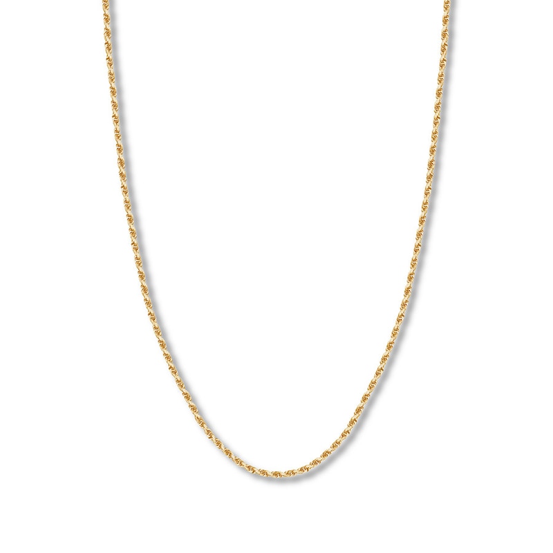 22" Textured Solid Rope Chain Yellow Gold Plated