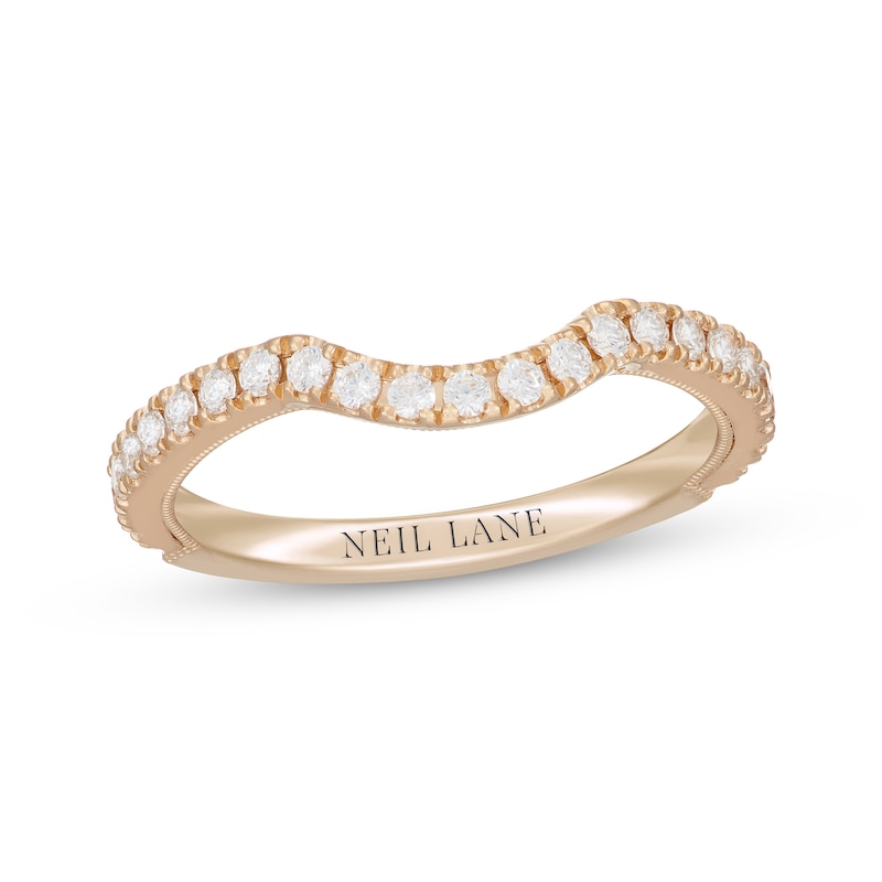 Neil Lane Round-Cut Diamond Curved Wedding Band 3/8 ct tw Yellow Gold Plated