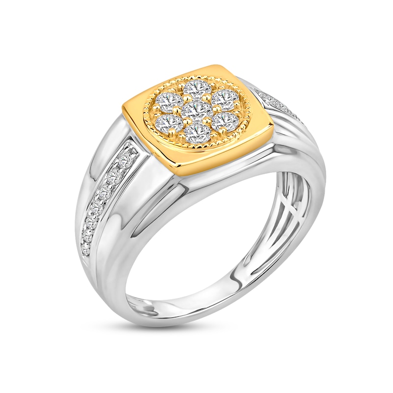 Men's Diamond Ring 3/4 ct tw Round-cut Two-Tone Gold Plated