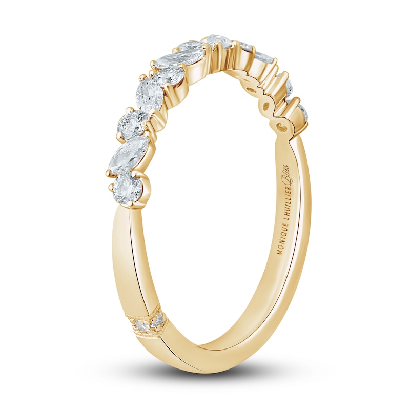 Monique Lhuillier Bliss Diamond Wedding Band 1/2 ct tw Marquise & Round-cut Yellow Gold Plated