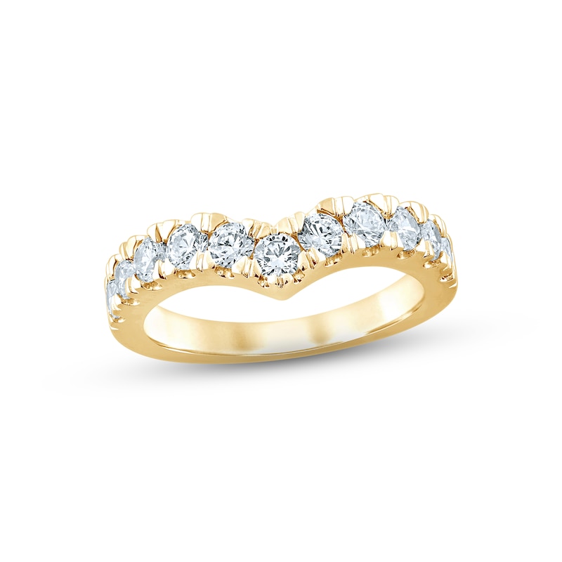 Diamond Contour Anniversary Ring 1 ct tw Round-cut Yellow Gold Plated