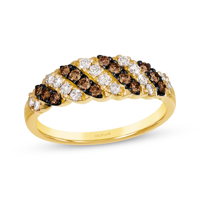 Le Vian Diamond Diagonal Ring 1/2 ct tw Honey Gold Plated