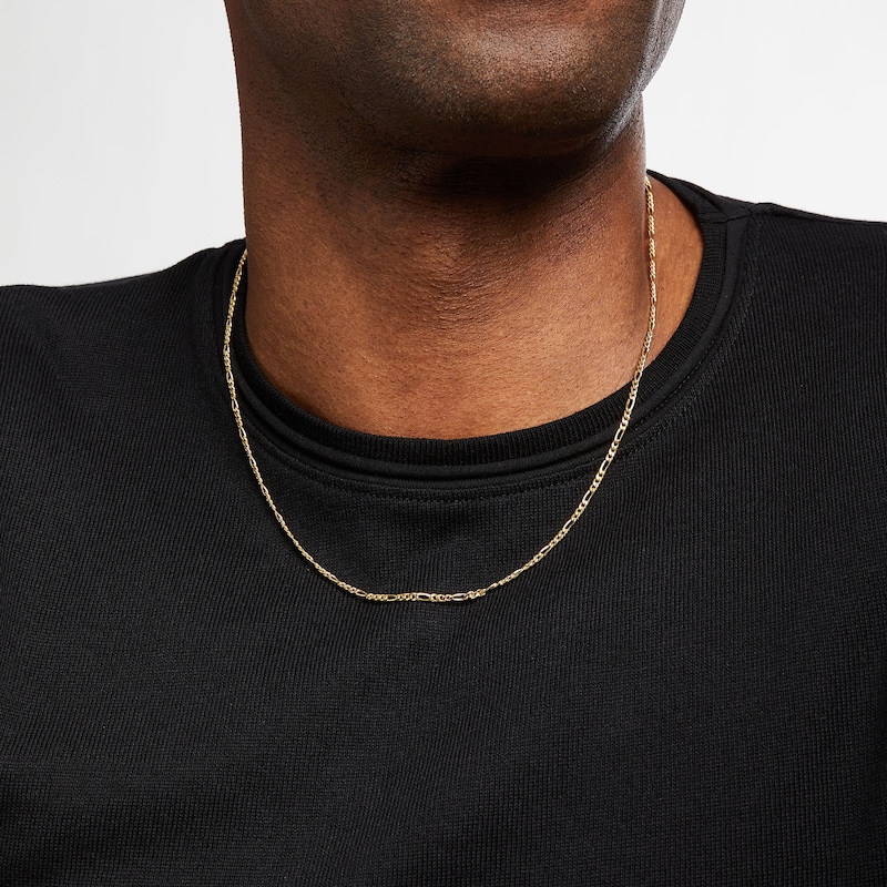 20" Solid Figaro Link Chain Yellow Gold Plated Appx. 4.7mm