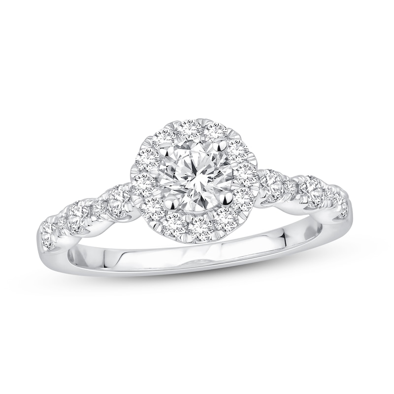 Round-cut Diamond Engagement Ring 1 ct tw White Gold Plated
