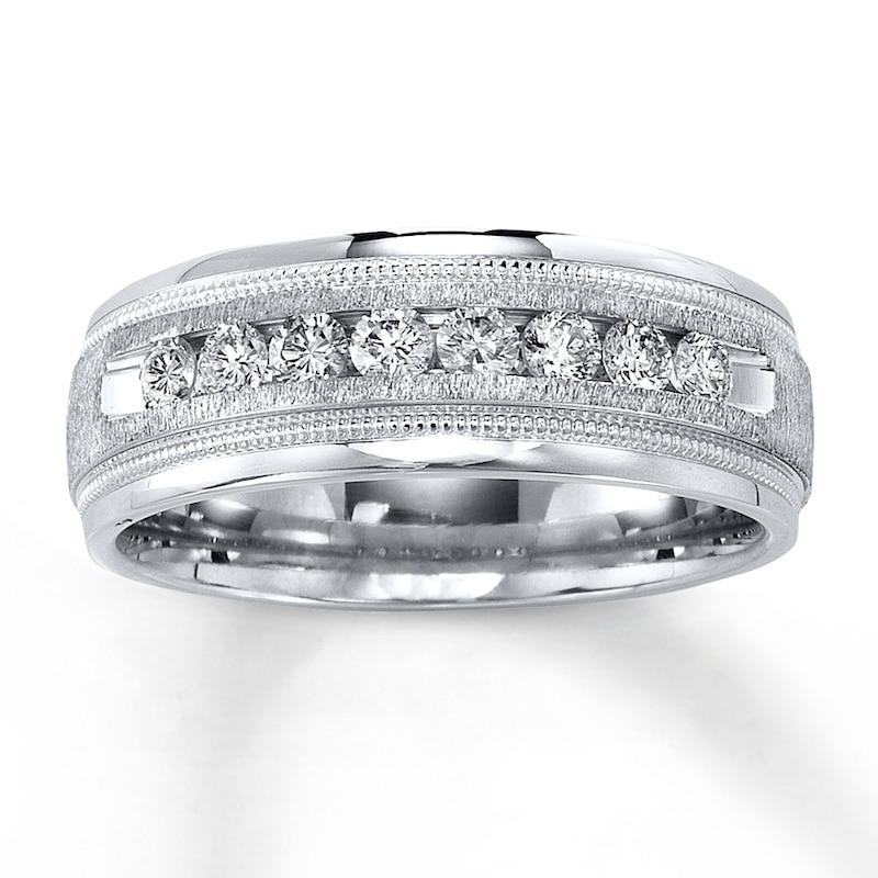 Men's Diamond Wedding Band 1/2 ct tw Round-cut Diamonds White Gold Plated