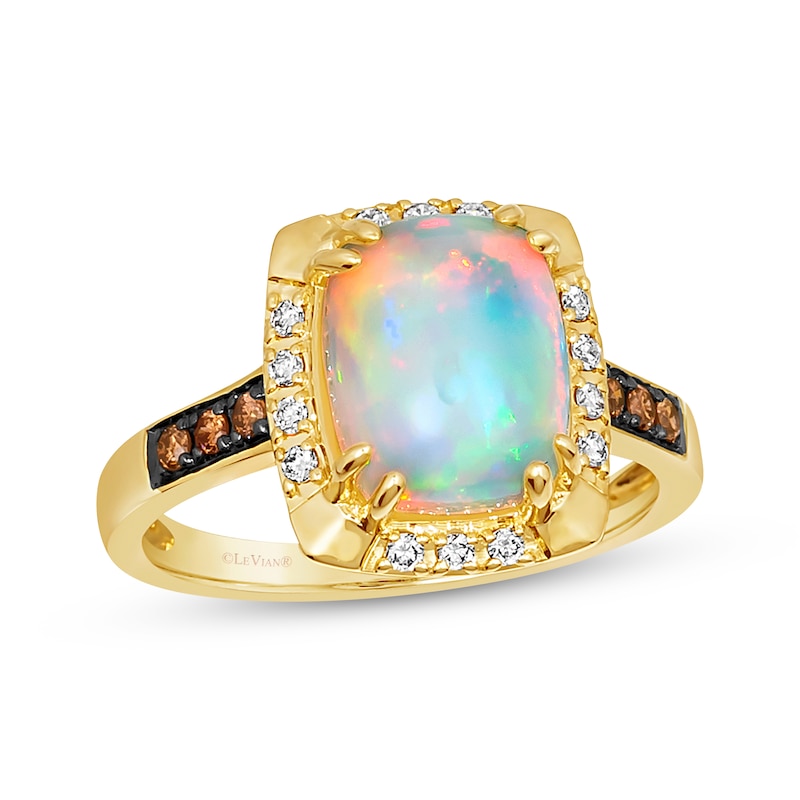 Le Vian Cushion-Cut Opal Ring 1/5 ct tw Diamonds Honey Gold Plated