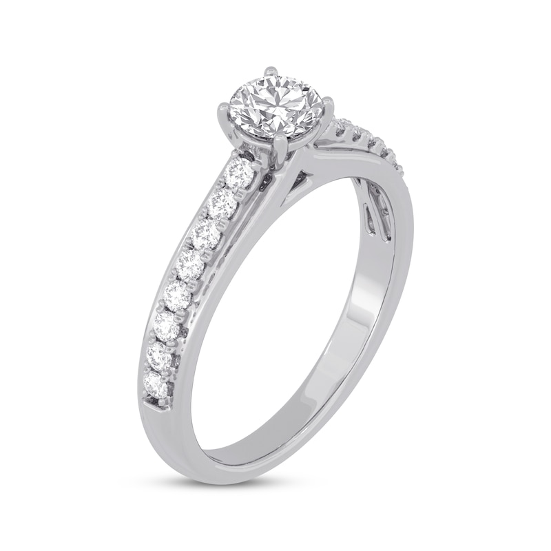 Round-Cut Diamond Engagement Ring 3/4 ct tw White Gold Plated