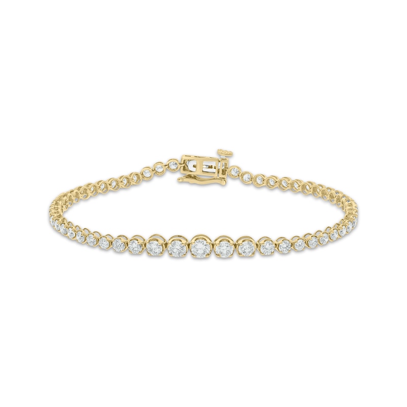 Diamond Tennis Bracelet 3 ct tw Yellow Gold Plated 7"