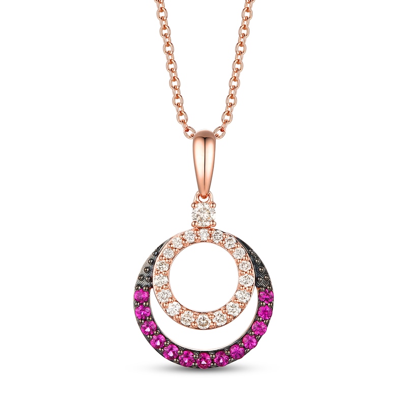 Le Vian Diamond & Ruby Necklace 1/4 ct tw Diamonds Strawberry Gold Plated 18"