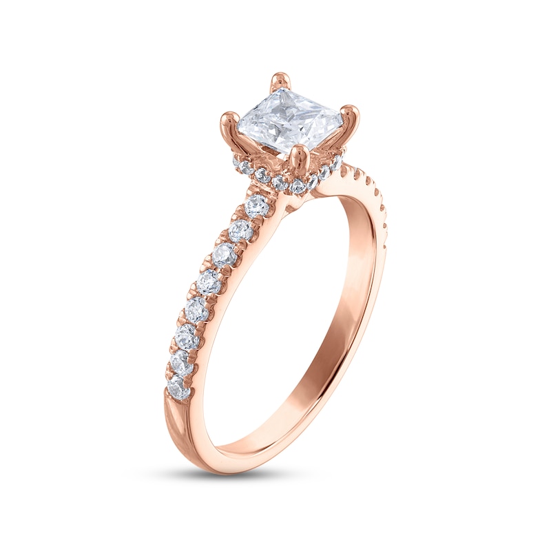 Diamond Engagement Ring 1-1/3 ct tw Princess & Round-cut Rose Gold Plated