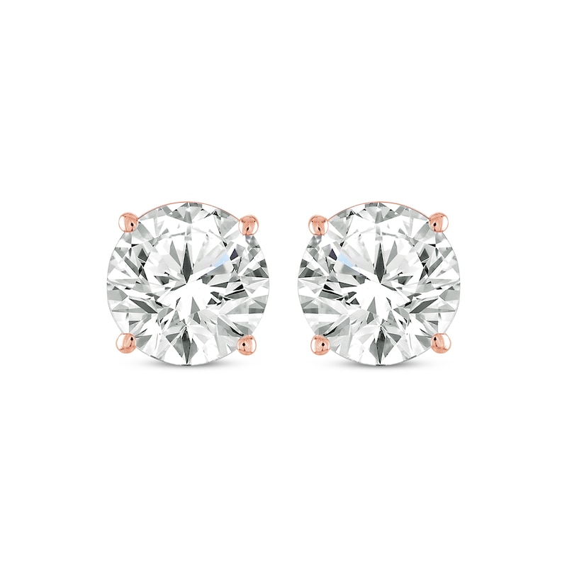 Round-Cut Diamond Solitaire Stud Earrings 2 ct tw Rose Gold Plated