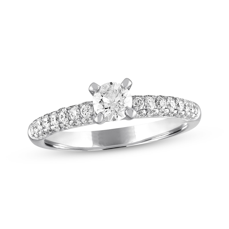 Diamond Engagement Ring 7/8 ct tw Round-cut White Gold Plated