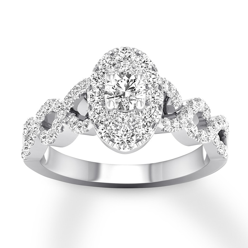 Diamond Engagement Ring 3/4 ct tw Round-cut White Gold Plated