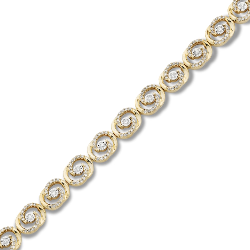 Encircled by Love Diamond Line Bracelet 1 ct tw Round-cut Yellow Gold Plated 7.25"
