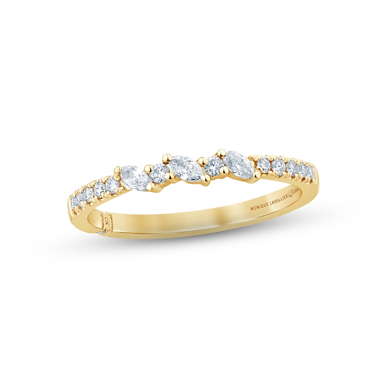 Monique Lhuillier Bliss Diamond Anniversary Band 1/4 ct tw Marquise & Round-cut Yellow Gold Plated