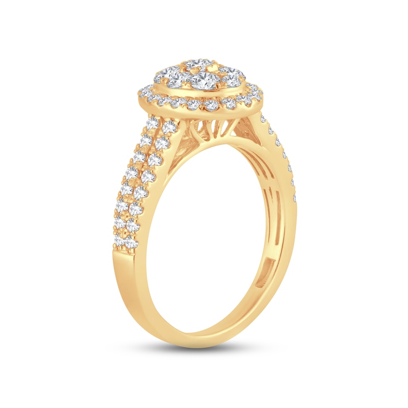 Multi-Diamond Engagement Ring 2 ct tw Round-cut Yellow Gold Plated
